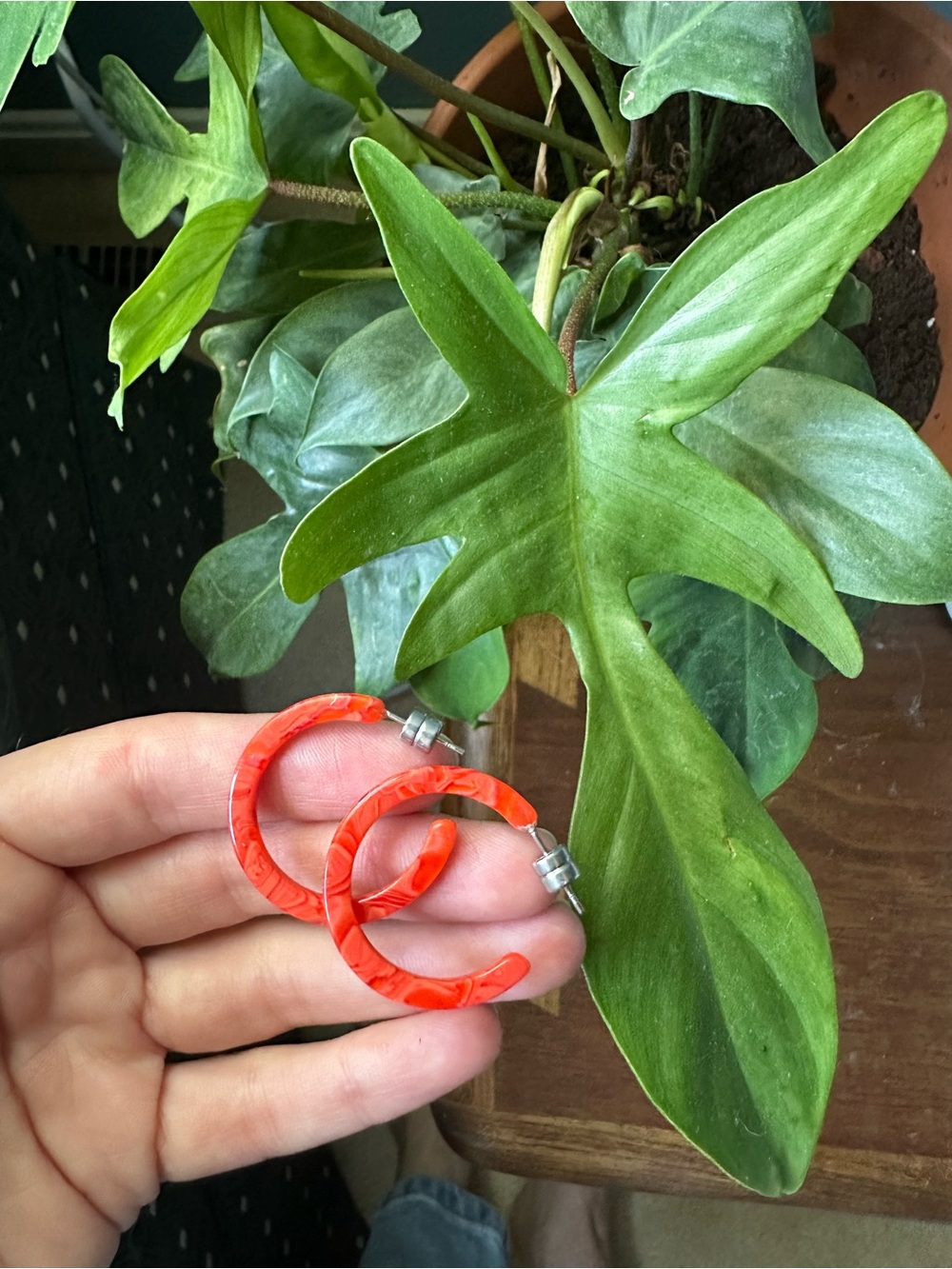 Bold Red Hoop Earrings - Lightweight Fashion Hoops